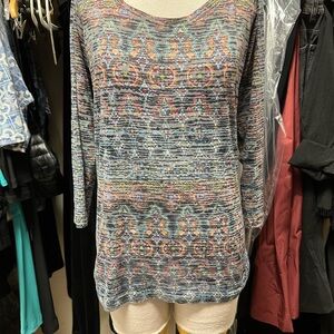 Multi colored 3/4 sleeve tee by Nallie Mille size medium